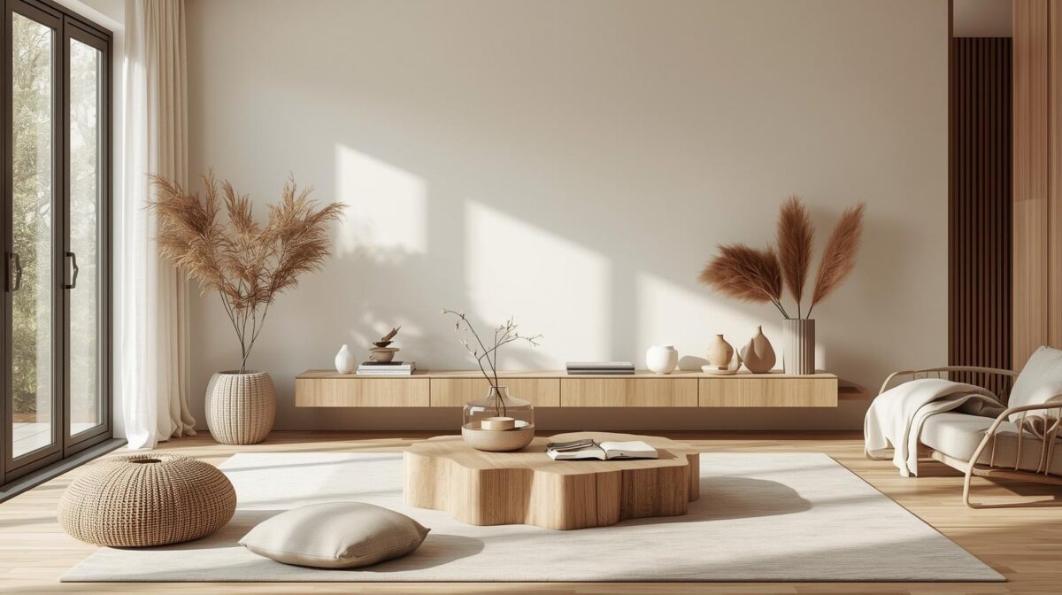 sala minimalista aconchegante objetos naturais 1