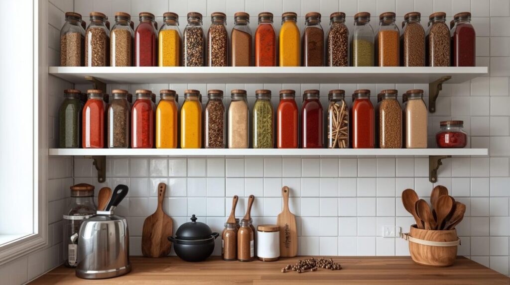 Cozinha funcional: temperos em garrafas PET pintadas.