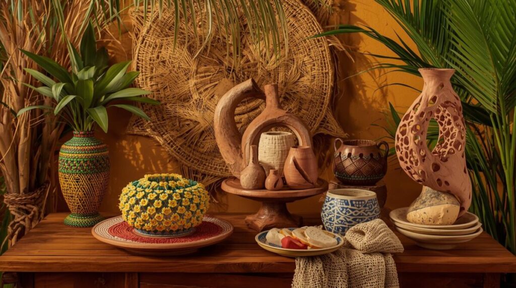 Detalhes do artesanato baiano, rico em texturas e materiais que colaboram para o conforto e bem-estar.