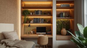 Home office Pelourinho BA paleta off-white musgo sisal Jequitinhonha maximalista