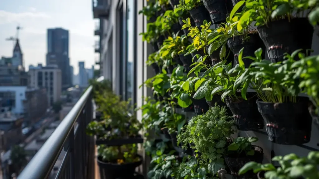 horta vertical em varanda de apartamento
