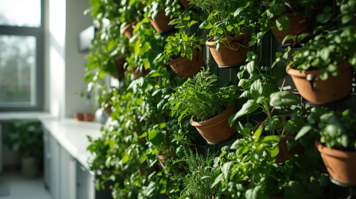 Horta vertical na cozinha