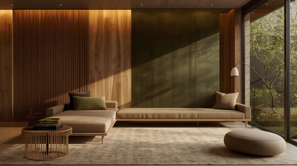 Sala tons terrosos e verdes