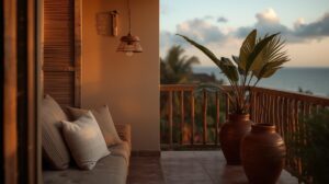 Varanda litorânea Salvador tauari palmeira-liro terracota salinidade estética quente