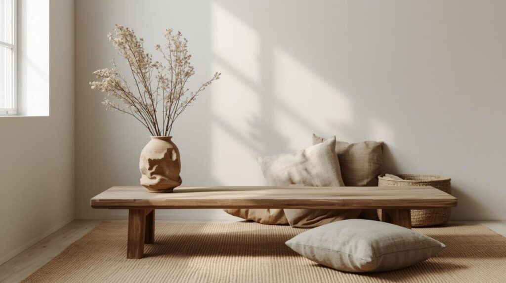 Mundo de Páginas Lehideia: quando os livros também ornam a casa interior 4 Ambiente com inspiração wabi-sabi, com materiais naturais e imperfeições bonitas.