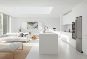 Eletrodomésticos e gadgets modernos integrados a uma casa funcional e organizada