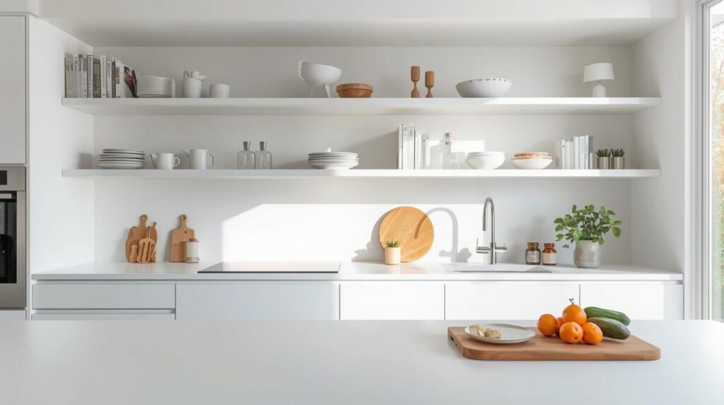 Economia Doméstica Moderna: Como Organizar, Economizar e Ganhar Eficiência em Casa 2 Cozinha organizada e minimalista, com utensílios bem distribuídos e iluminação natural.