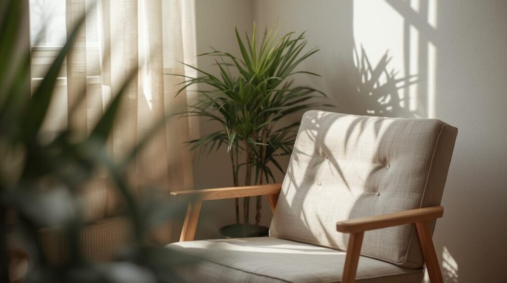 Espaços Terapêuticos: quando o ambiente também cuida 3 Poltrona próxima à janela com luz natural em espaços terapêuticos acolhedores