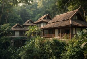 Arquitetura tradicional de Bali integrada à natureza com ventilação cruzada e espaços abertos