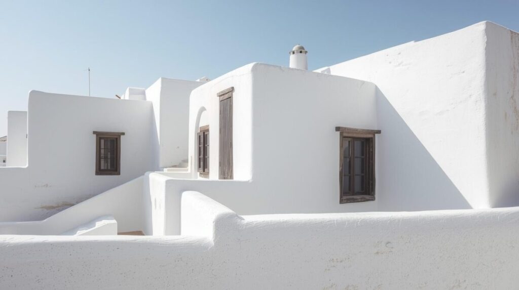 Grécia: cacas brancas com volumes simples adaptadas ao clima mediterrâneo