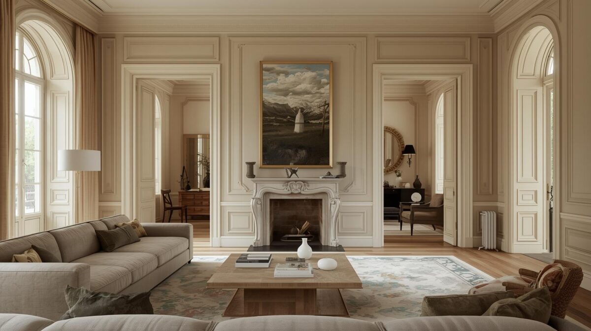 Arquitetura francesa com proporção, luz natural e conforto elegante