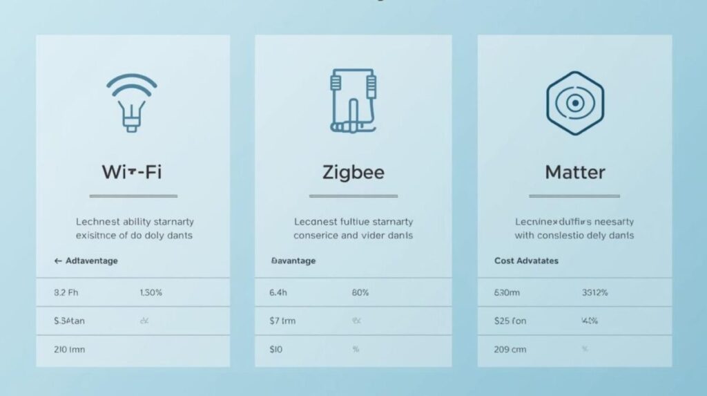 Como Escolher Eletrodomésticos Inteligentes para Sua Casa 2 comparativo protocolos smart home Wi-Fi Zigbee Matter 2026 compatibilidade