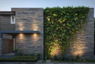 Fachada residencial contemporânea com revestimento de pedra natural brasileira