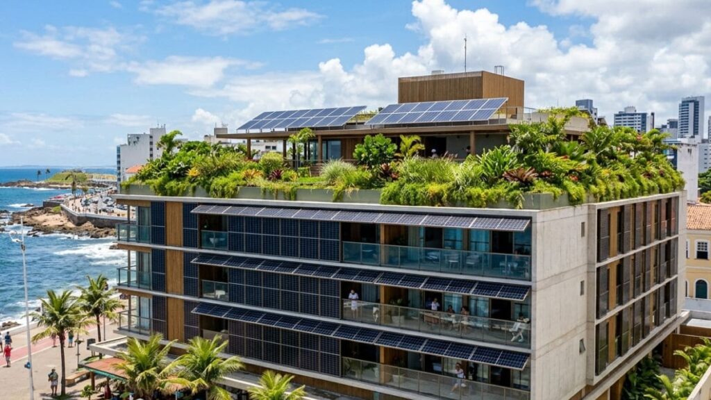 onstrução civil sustentável energia solar integrada fachada green building