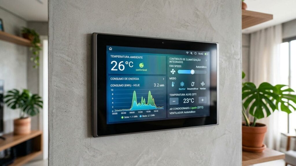 painel controle automação residencial climatização Matter temperatura