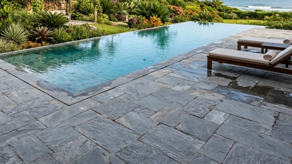 ardósia piso externo piscina revestimento pedra natural brasileira