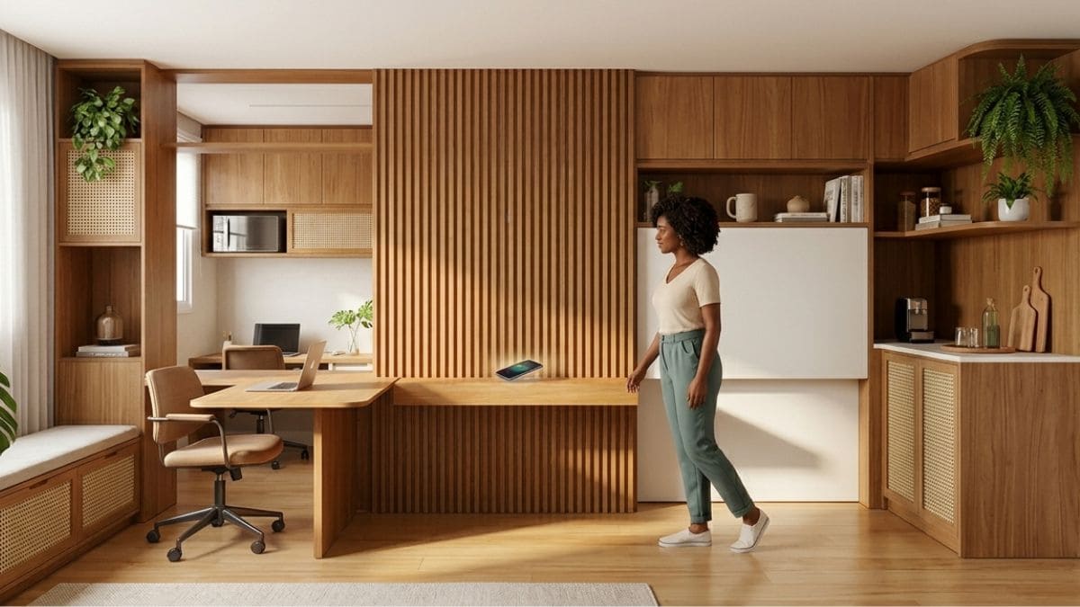 7 Tendências de Marcenaria Funcional para Transformar Ambientes Pequenos 1 capa realista marcenaria funcional ambientes pequenos estética quente brasileira sem texto