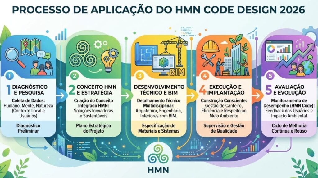 processo aplicação HMN Code design arquitetura decoração passo a passo