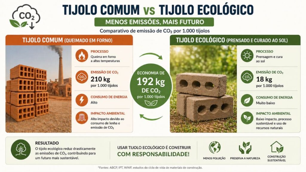 Como escolher materiais sustentáveis para decoração: Guia Prático 2026 3 comparativo tijolo comum vs tijolo ecológico sustentabilidade
