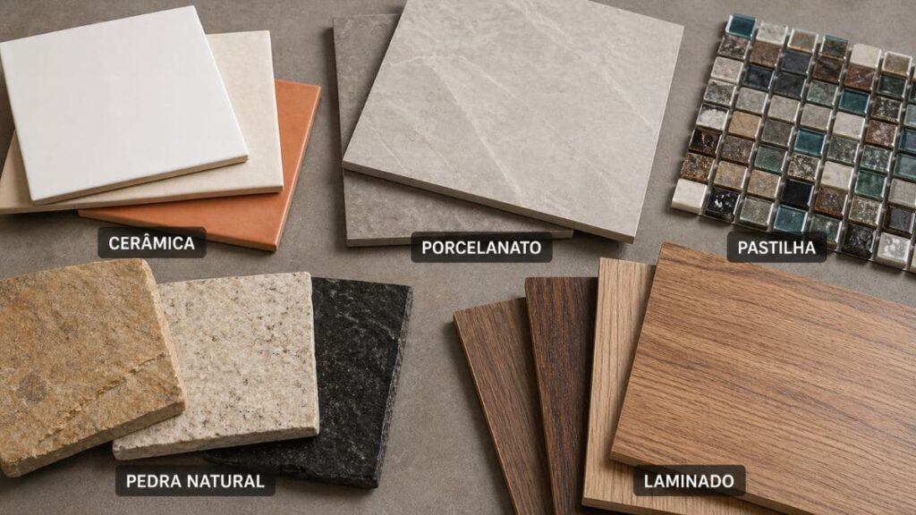 tipos de revestimento ceramica porcelanato pastilha pedra natural comparativo