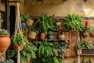 Artesanato no Paisagismo Como Cerâmica, Fibras e Madeira Transformam Jardins Verticais