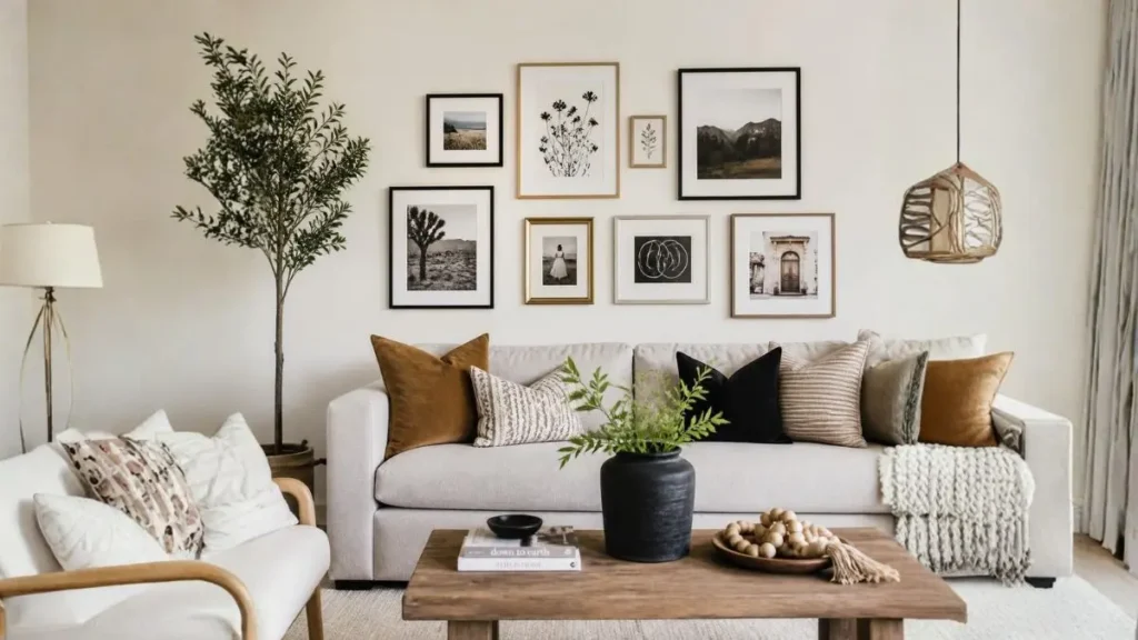 como decorar com quadros sala de estar galeria parede