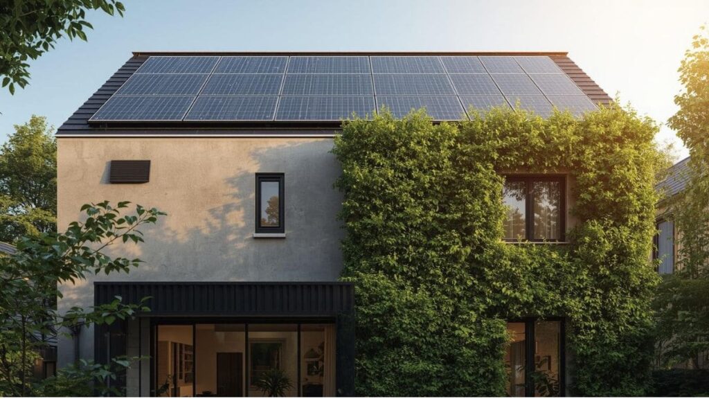 Como Obter Financiamento para Reforma Sustentável: Guia Completo 2026 2 fachada casa sustentável painéis solares jardim vertical reforma ecológica
