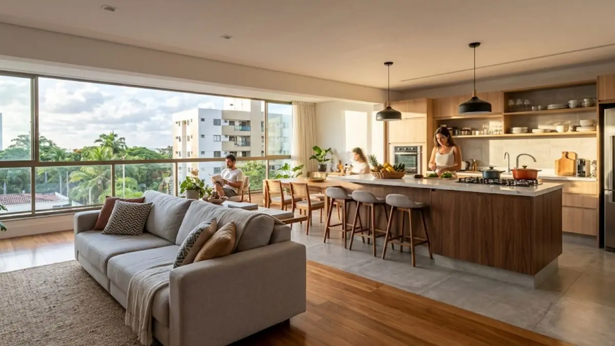 Planta aberta: tudo o que você precisa saber antes de demolir paredes 1 planta aberta sala cozinha integrada apartamento moderno luz natural