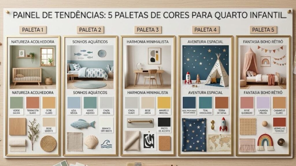 tendências cores quarto infantil paletas decoração