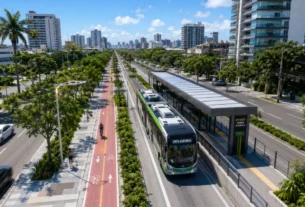 Corredor de transporte público sustentável em cidade inteligente brasileira