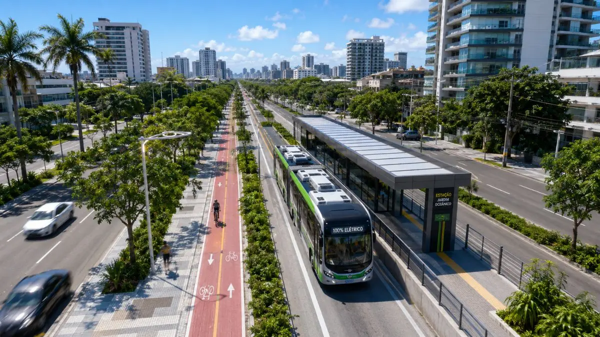 Corredor de transporte público sustentável em cidade inteligente brasileira