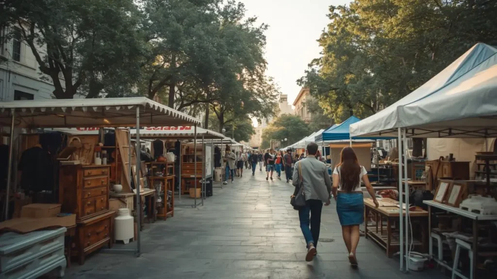 Economia circular na arte: reuso, artesanato e cidade 5 Feira urbana de artesanato circular em praça pública brasileira