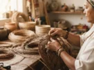 artesã tecendo fibra natural, símbolo do artesanato baiano contemporâneo