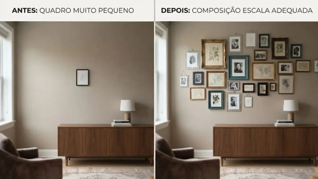 erro comum quadro pequeno parede grande decoração solução