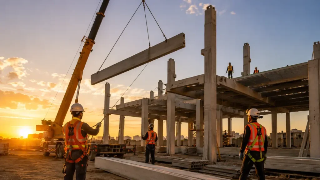 Construção Industrializada Ganha Força no Nordeste 2 montagem de estrutura pré-fabricada em obra de construção industrializada